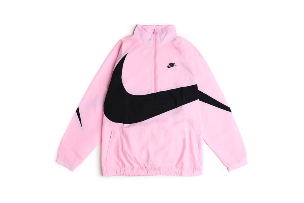 nike running swoosh half zip mid layer top in pink
