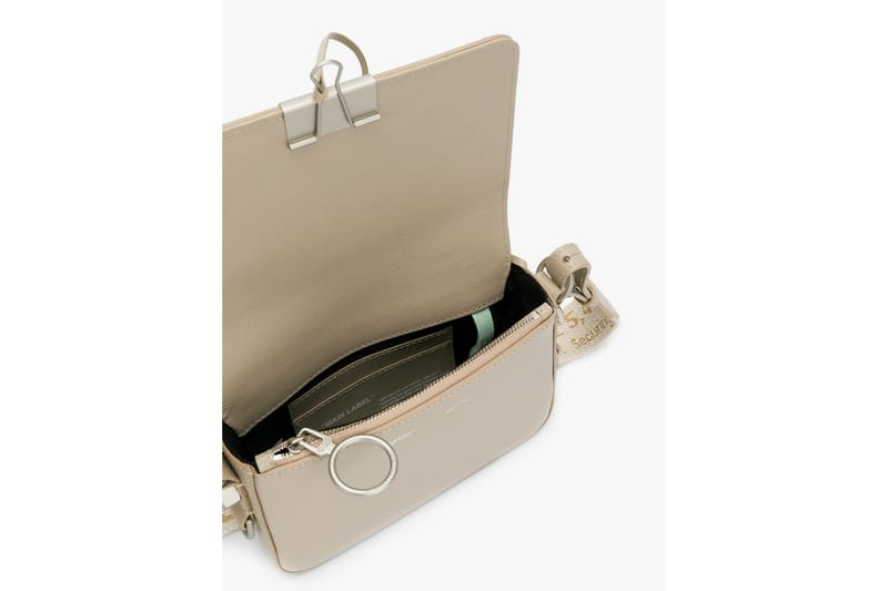 Off-White Beige Striped Binderclip Bag | Hypebae