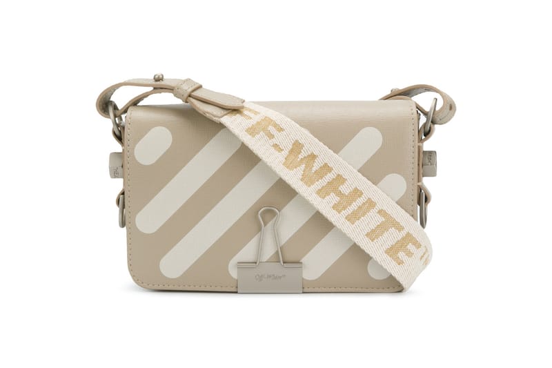 Off - Hypebae - White Beige Striped Binderclip Bag Small | LOVE 