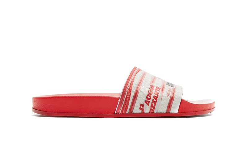 Vetements Multi-Print Slides in Red and Navy | Hypebae