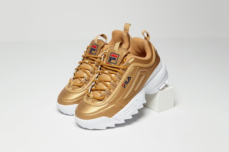 fila disruptor 2 metallic gold