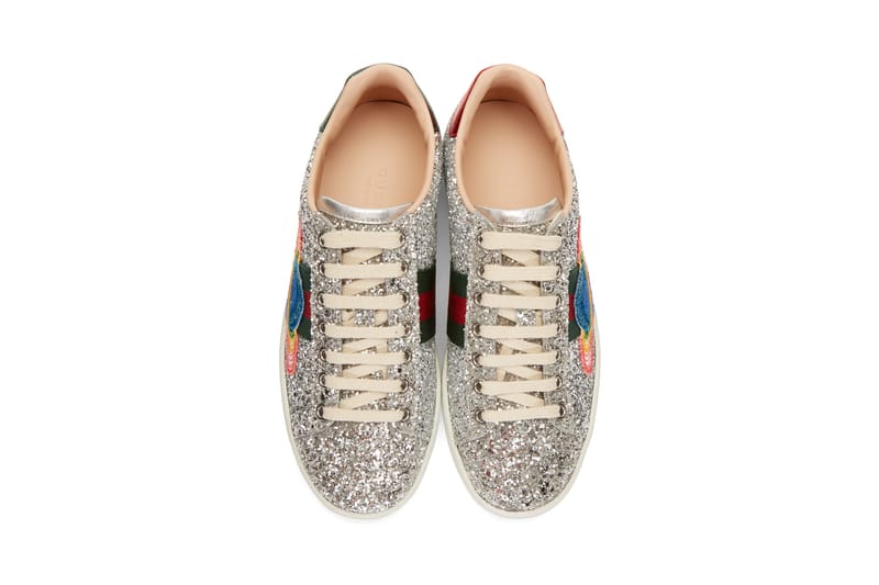 Gucci silver sparkle sneakers on sale