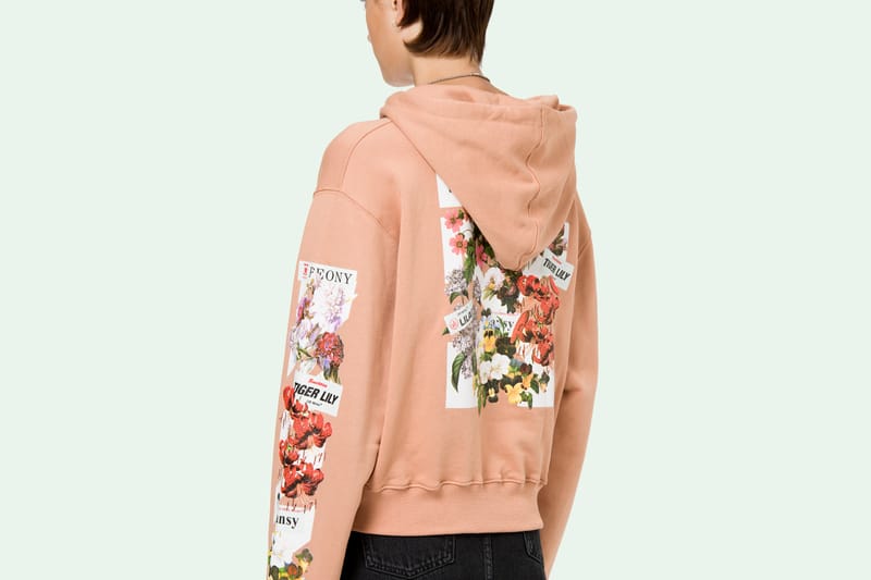 Off white pink floral sale hoodie