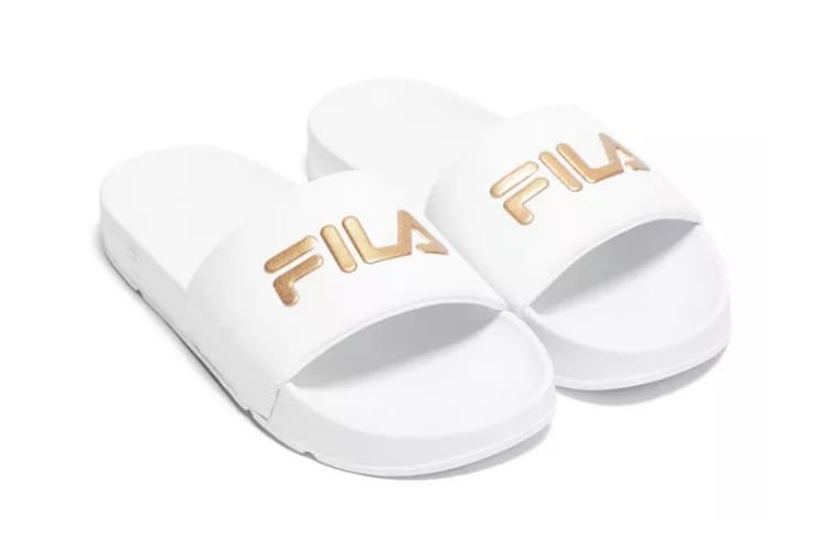 White and gold fila slides new arrivals