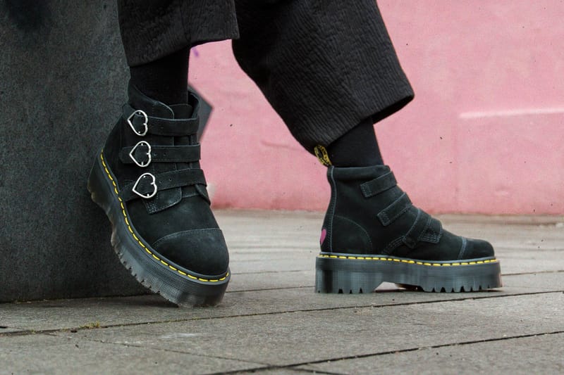Lazy Oaf x Dr. Martens Suede Boots With Hearts | Hypebae | martens 101  smooth black