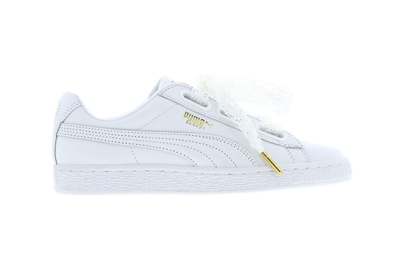 Puma basket cheap heart leather white