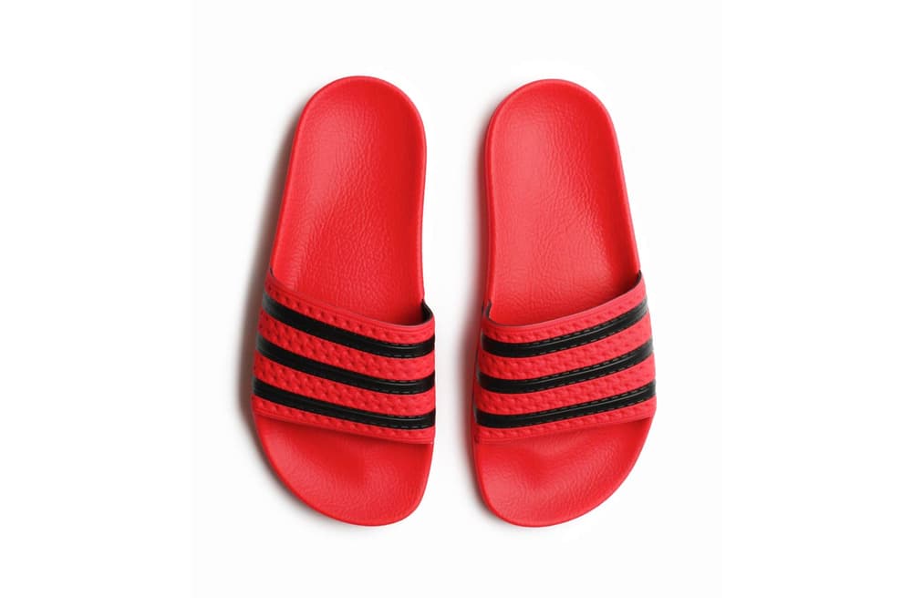 Shop adidas' Adilette Slides in Red and Black | HYPEBAE