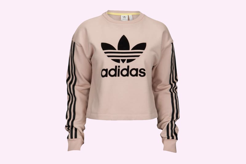 Adidas pink clearance crop sweatshirt