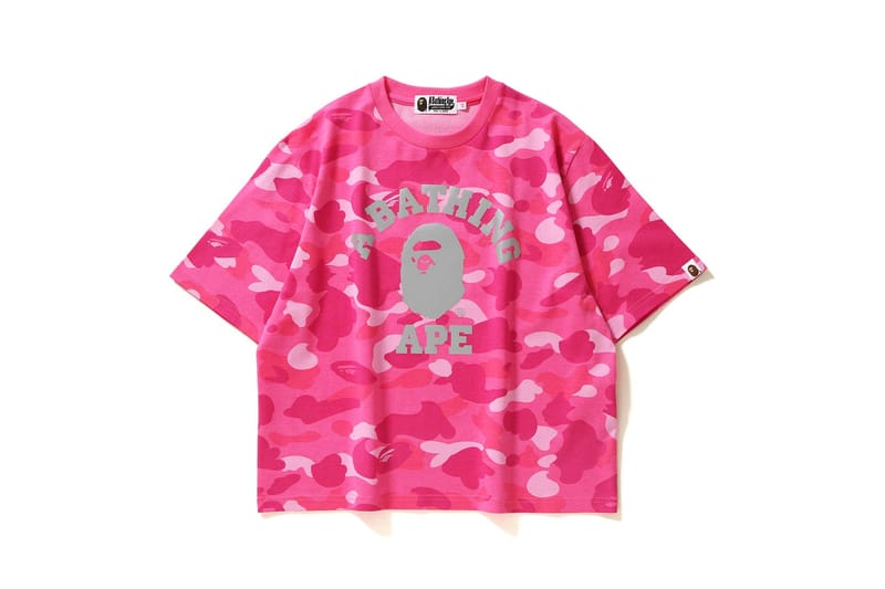 Pink camo cheap bape shirt