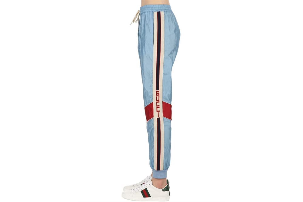 gabardine stretch pant with gucci stripe