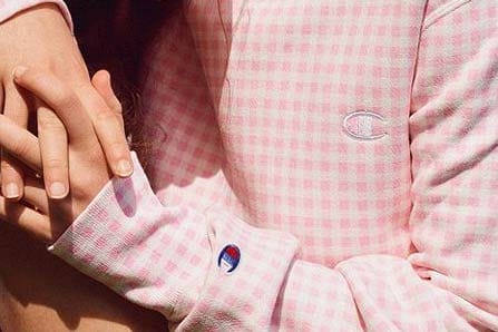 Champion pink gingham online sweatshirt