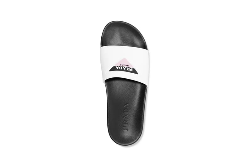 Prada Releases Logo Print Slides In White Black Hypebae