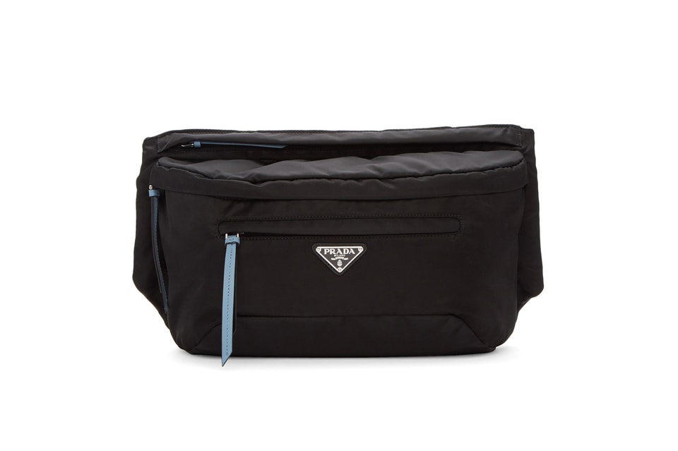 Prada Nylon Black/Blue Studded Strap Belt Bag Hypebae