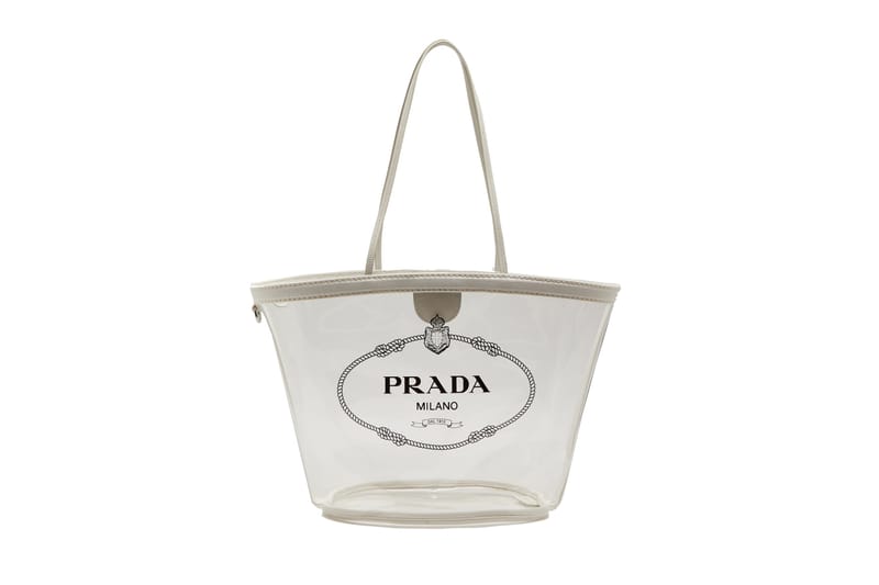 Prada pvc cheap tote bag