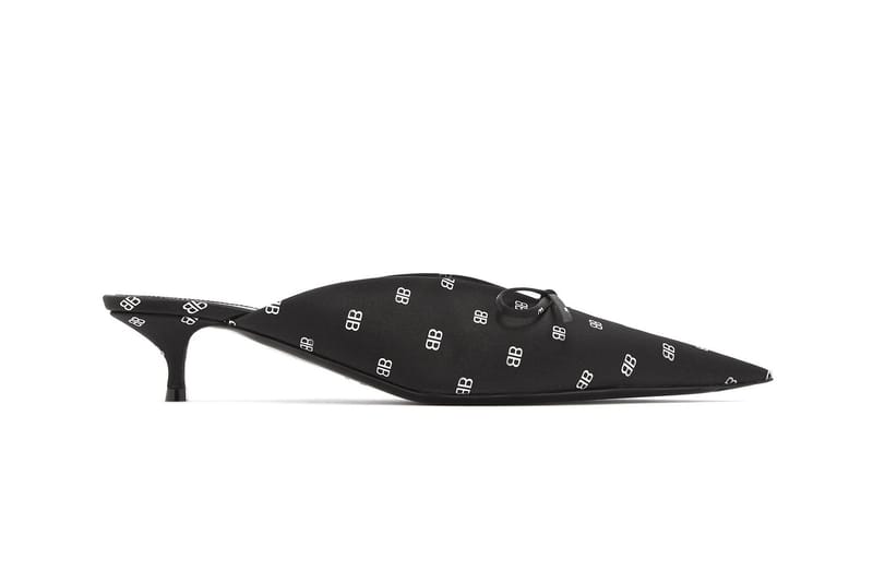 Balenciaga Black Knife Mules with All Over Print Hypebae