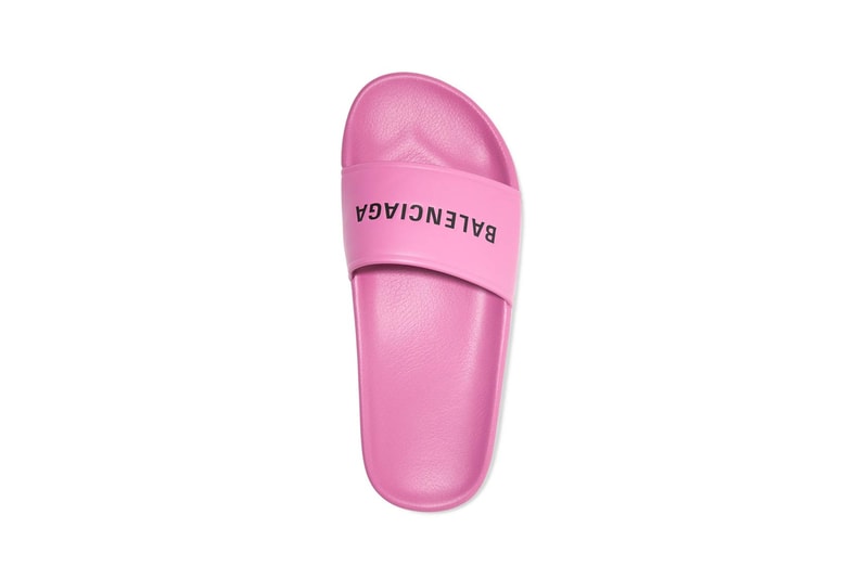 Balenciaga Logo Leather Slides in Pink | Hypebae
