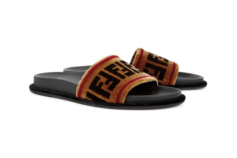 fendi velvet logo slides