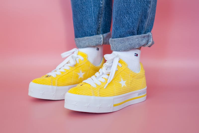 Converse one clearance star yellow corduroy