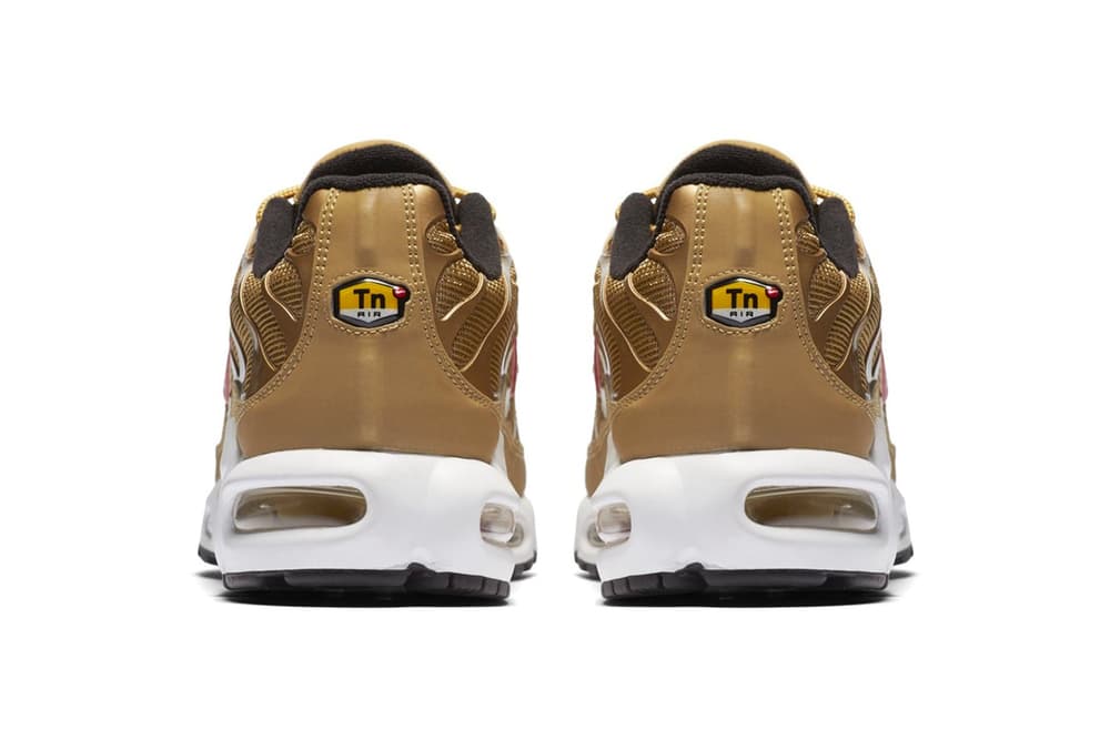 nike air max plus metallic gold on feet