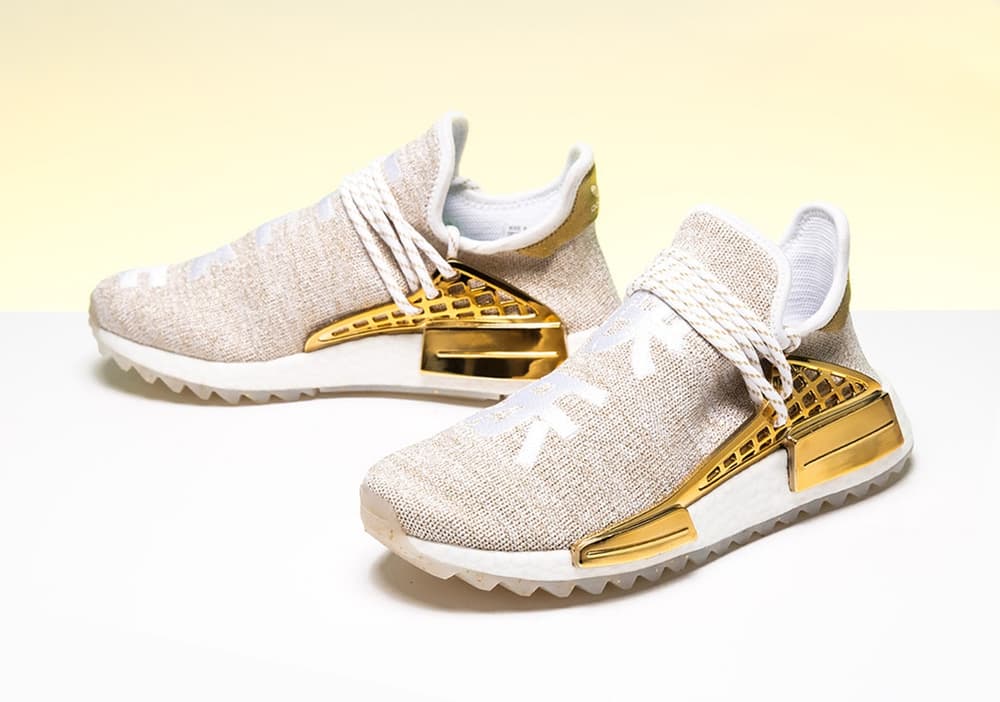 Pharrell x adidas Originals Hu NMD Trail in Gold | Hypebae