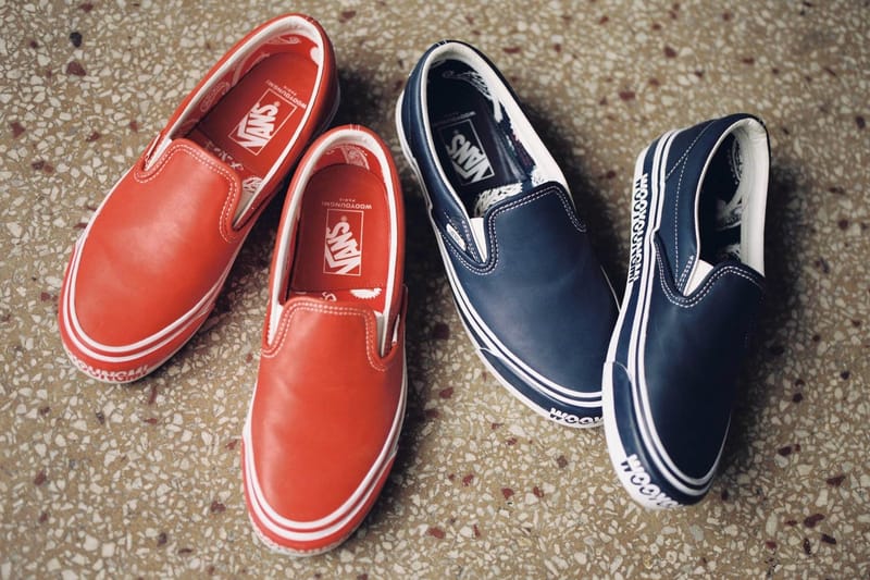 Red and blue vans clearance slip ons