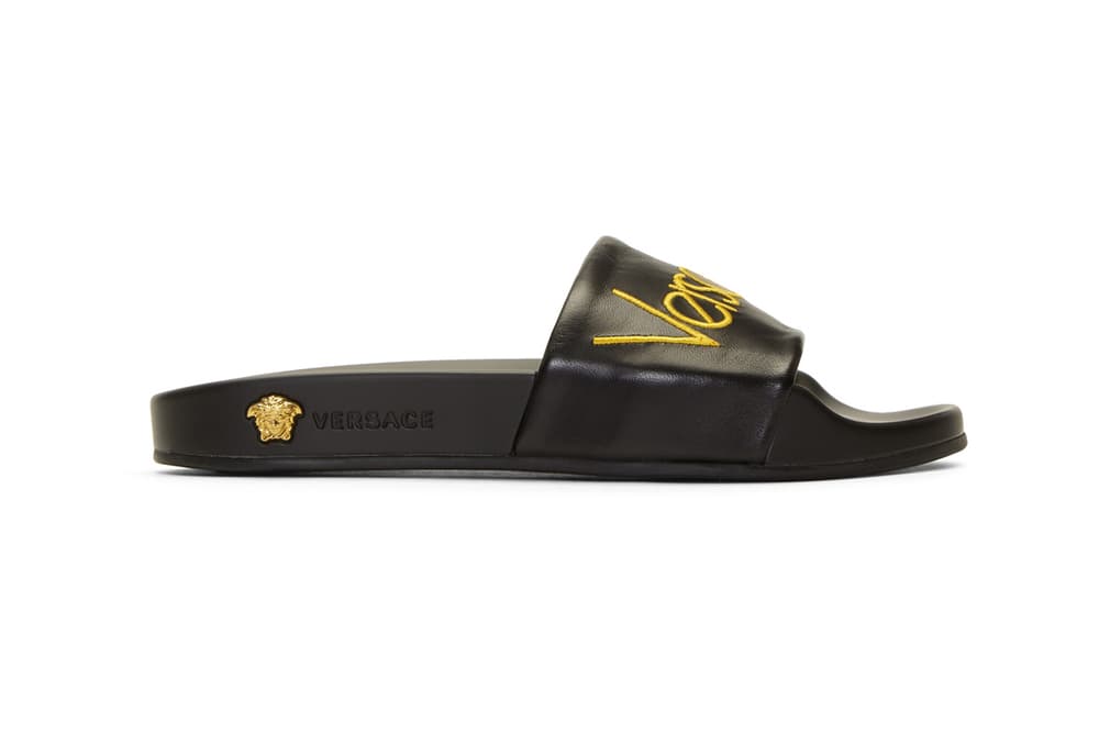 black gold versace slides