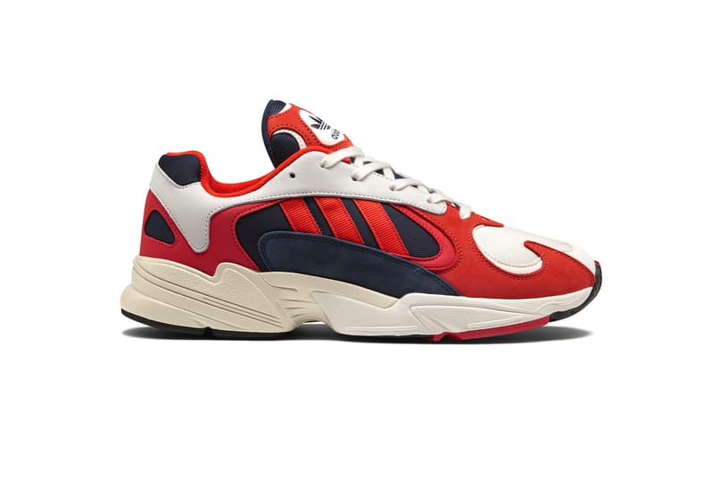 Adidas originals yung-1 shop white  red trainers