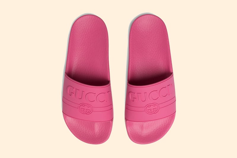 Gucci slides hot pink deals