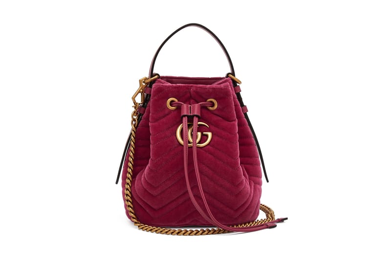 Gucci marmont cheap bucket bag velvet