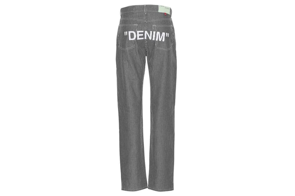 striped denim pants