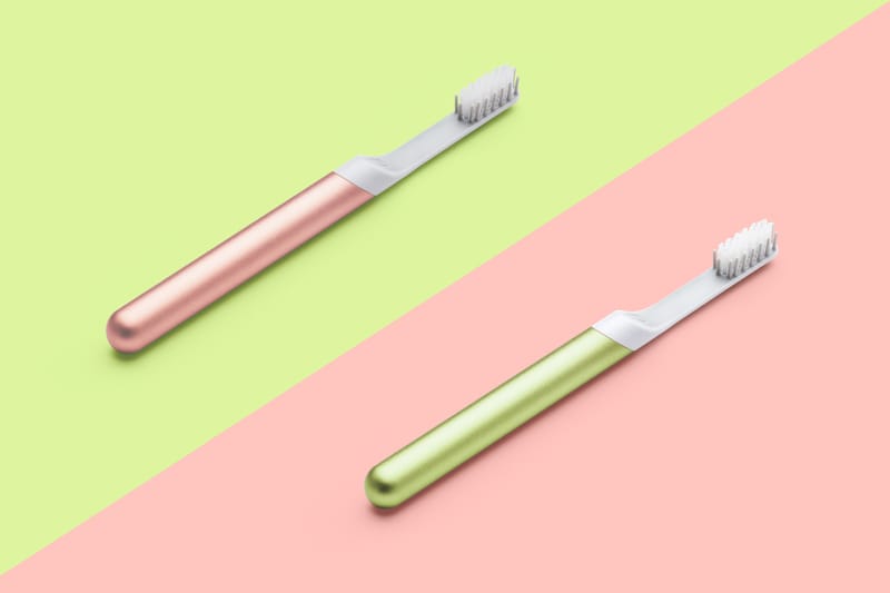 quip pink metal toothbrush