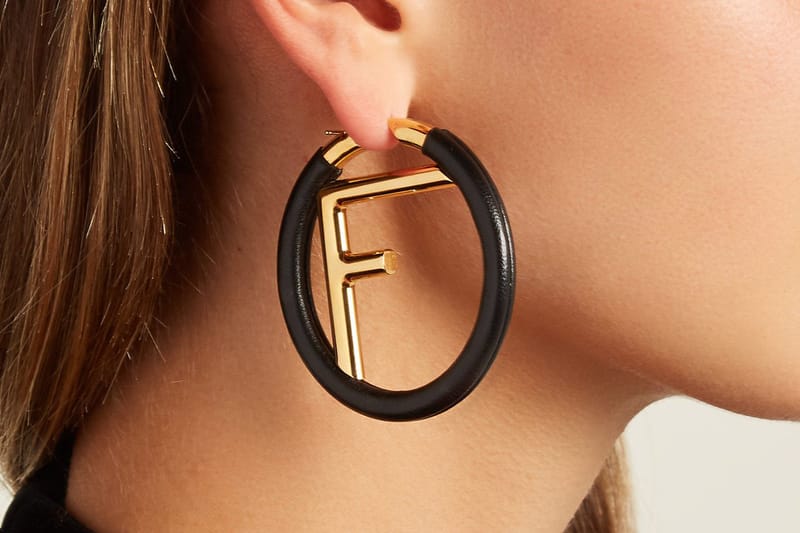 Fendi logo 2024 hoop earrings