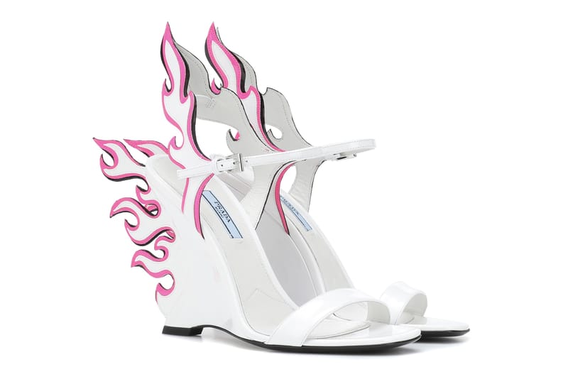 Prada drops White and Neon Pink Flame Sandals Hypebae