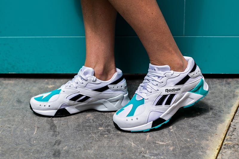 On Foot Look at Reebok s Aztrek White Solid Teal Hypebae