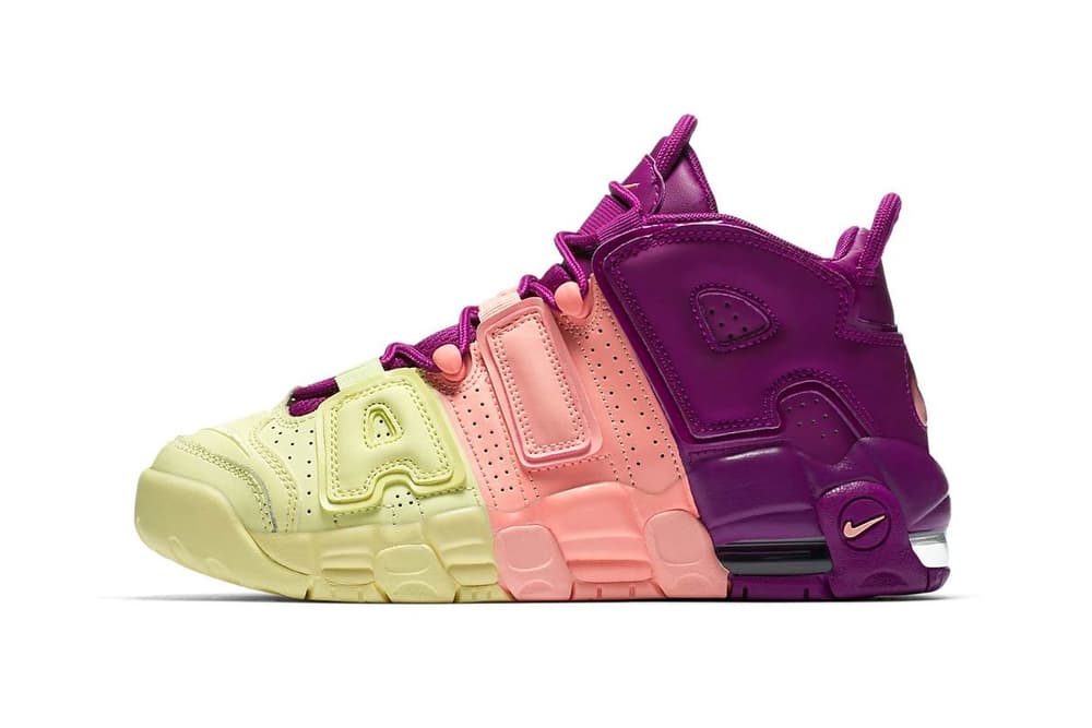 nike uptempo pink and black