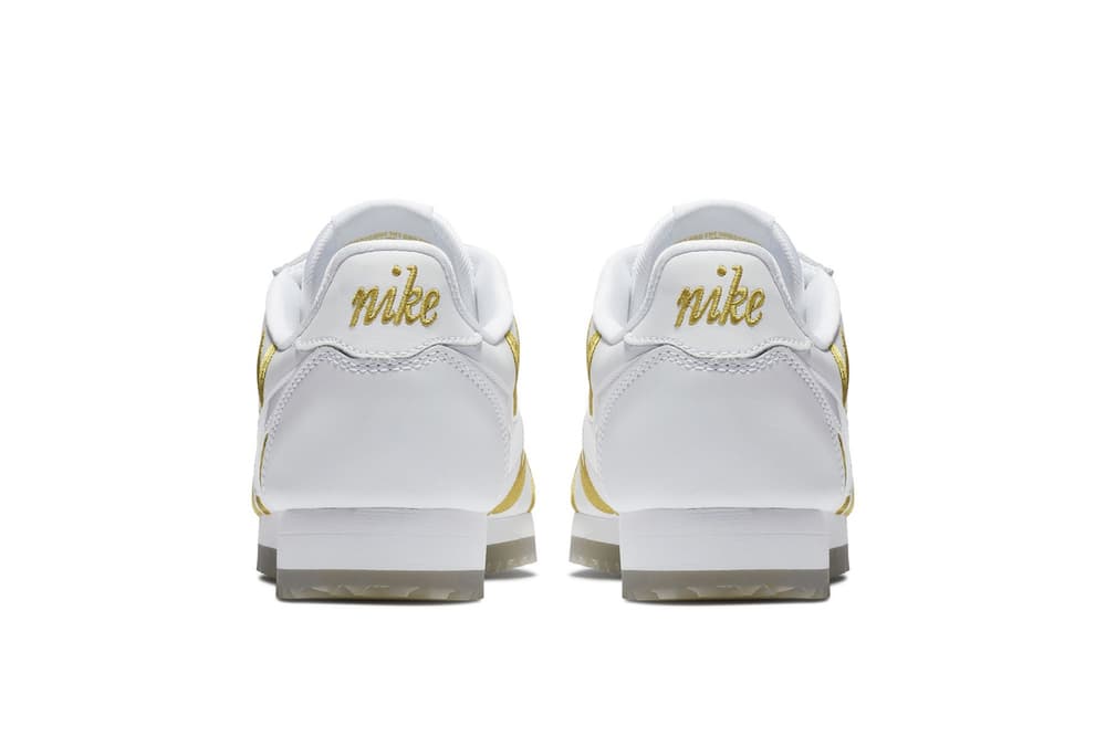 white and gold nike cortez