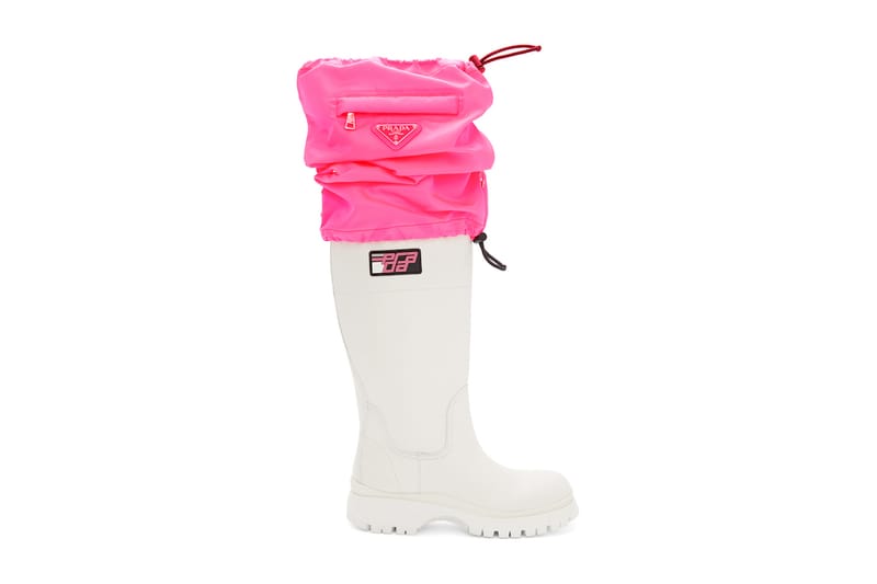 Prada boots white and on sale pink