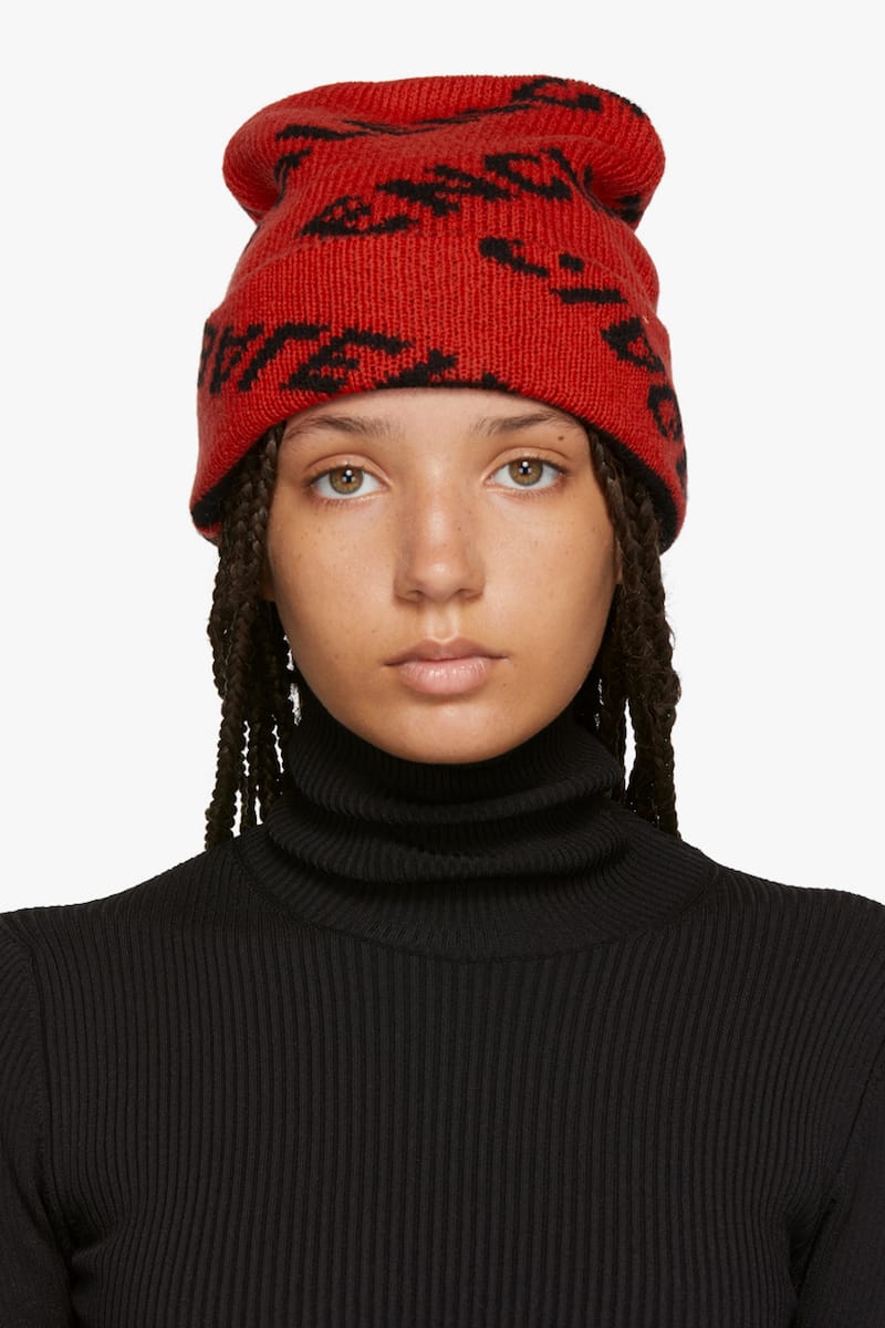 Balenciaga red discount beanie