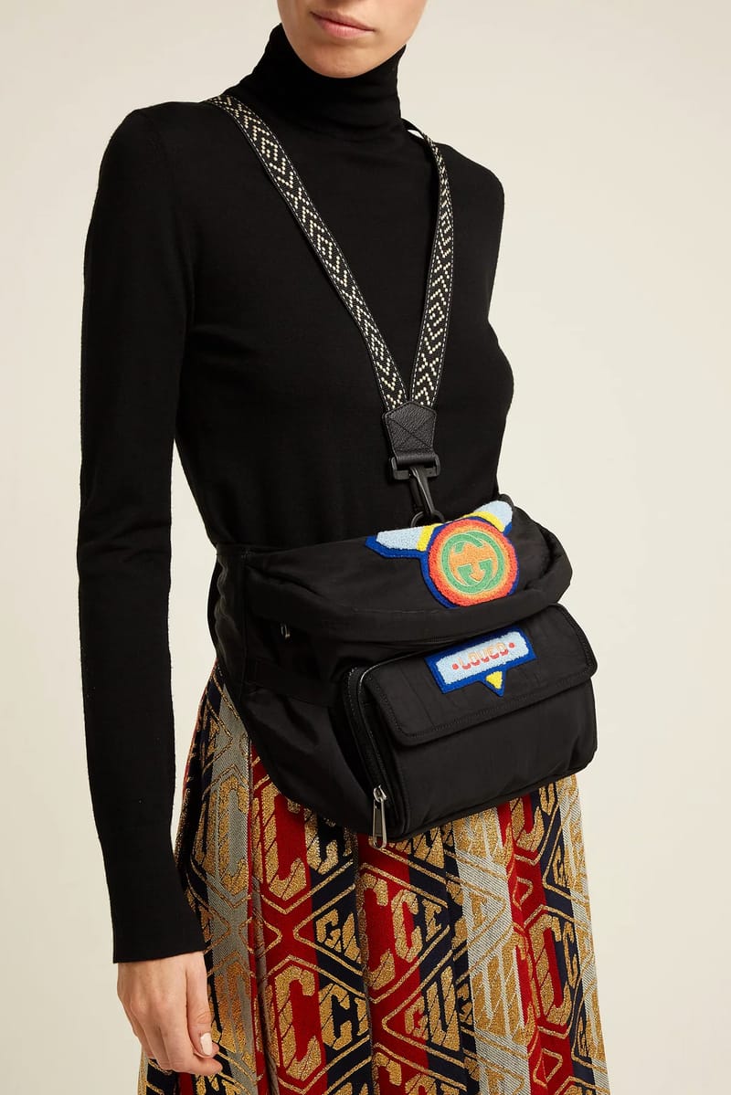 Gucci fanny pack sales over shoulder