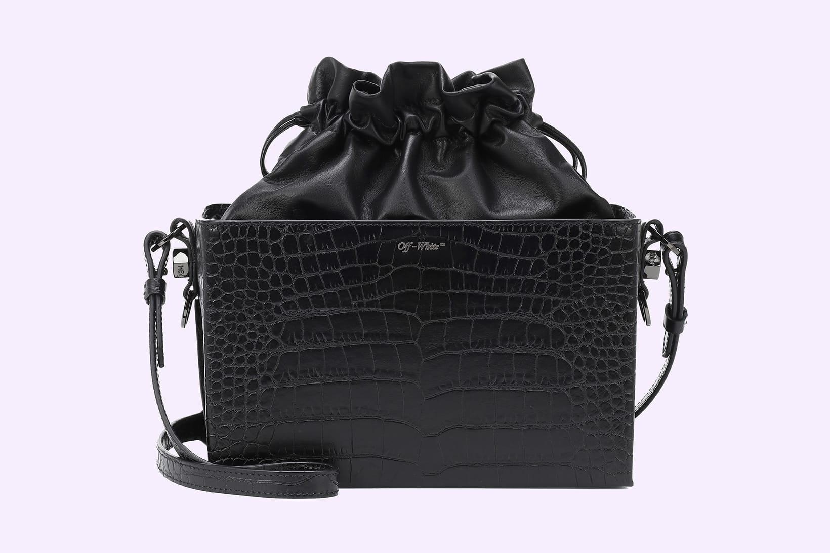 Off-White™ Croc-Embossed Black Box Pouch Bag | Hypebae