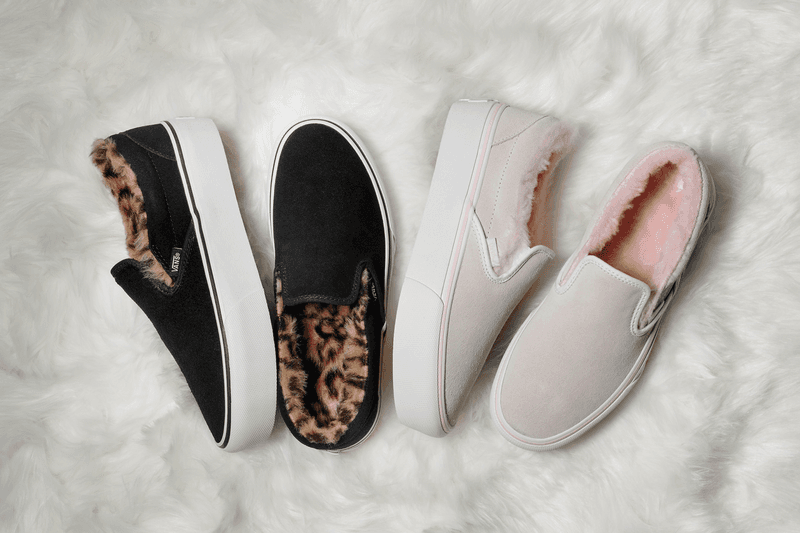 Black fuzzy vans clearance