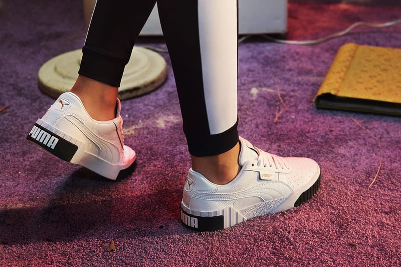 Puma cali white and cheap black sneakers