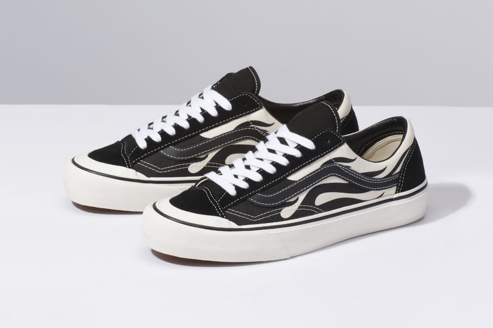 vans flame old skool black and white