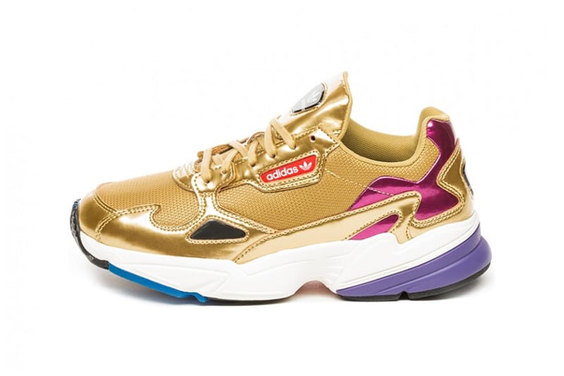 Adidas falcon gold on sale metallic womens shoes