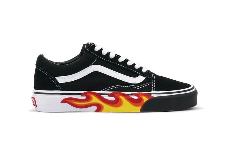 Vans black 2024 with flames