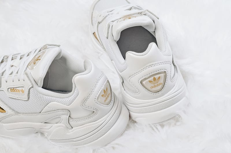 Adidas falcon white and hot sale gold