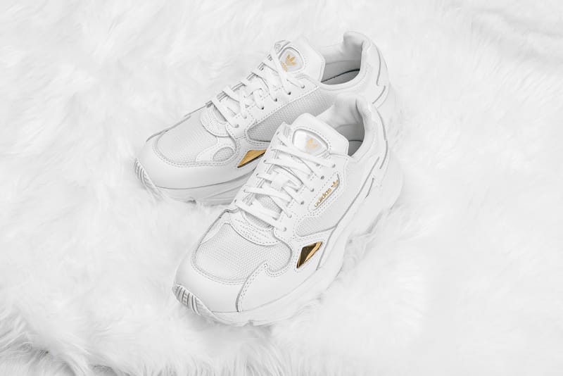 Adidas originals falcon sneakers best sale in white and gold