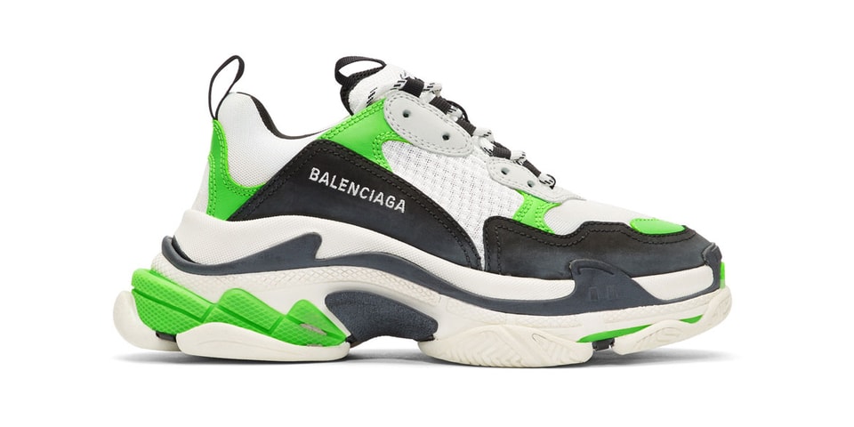 balenciaga triple s green and white