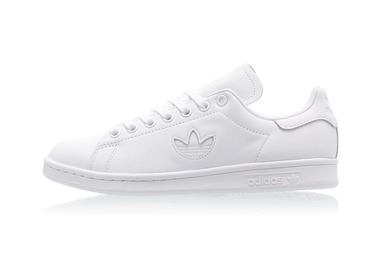 Adidas originals white stan smith with trefoil best sale