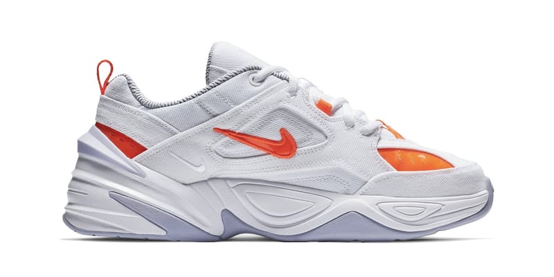 Nike m2k tekno white orange hot sale